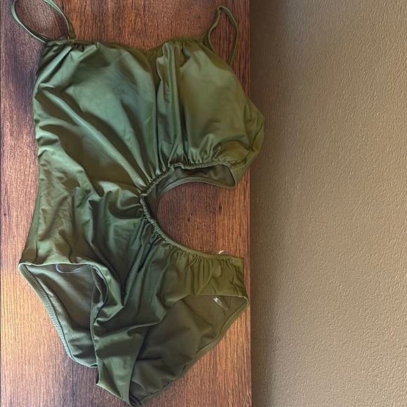 Bar III Green One-Shoulder Cutout One Piece - Picture 2 of 6